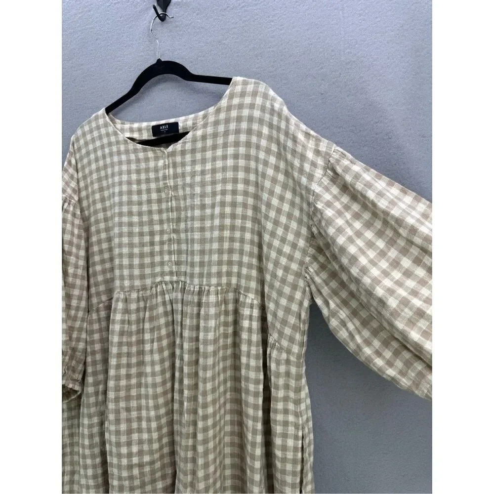 Able Beige Plaid Mini Dress - Picture 9 of 13